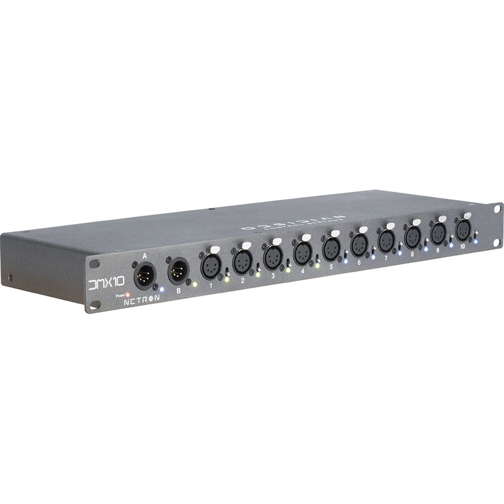 Obsidian Netron DMX10-5 Rackmount Splitter DMX 10 Puertos 5-Pin, A/B Routing, Chasis Metá