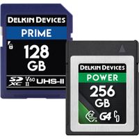 Delkin Devices 256GB POWER CFexpress Type B + 128GB PRIME UHS-II SDXC - Alta Velocidad de