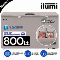 Congelador con tina de Acero Inoxidable de 800 litros Ilumi Gris TFI 8002DG