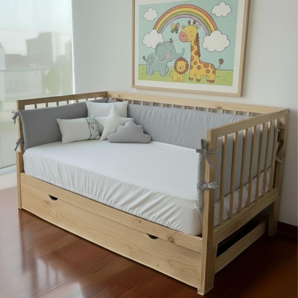 PROTECTORES LATERALES PARACHOQUES TALLA MONTESSORI 1.5 PLAZAS DISEÑO PLOMO