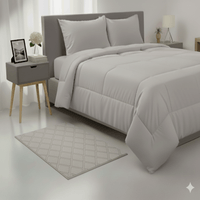 Edredón Gris algodón 220 hilos con Funda Sham  2 Plz