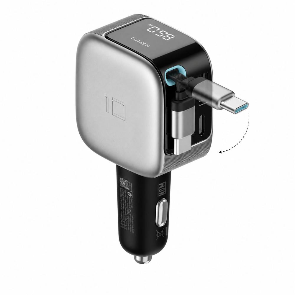 Cargador De Auto Cuktech Car Charger CC903P 100W Con Cable Retráctil USB-C