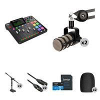RODE RODECaster Pro II Kit de Podcasting para 2 Personas con 2 PodMic y Soportes de Escrit