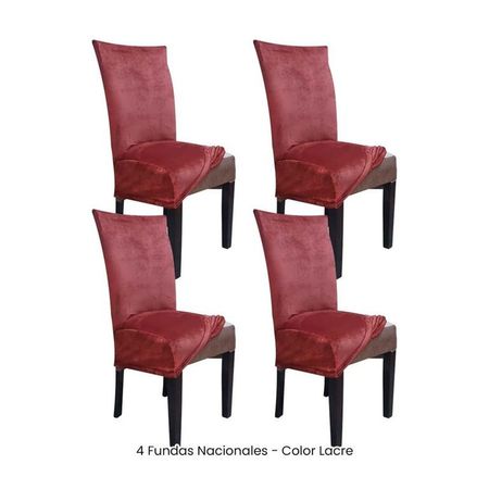 4 Fundas Nacionales de Terciopelo para Silla Recta - Lacre Naranja