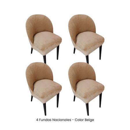 4 Fundas Nacionales de Terciopelo para Silla Vintage Curva - Beige Beige