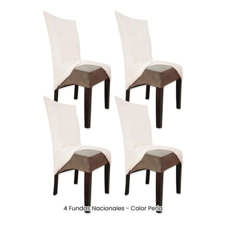 4 Fundas Nacionales de Terciopelo para Silla Recta - Perla Perla