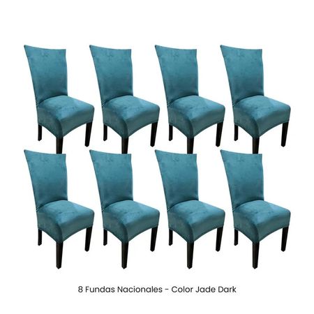 8 Fundas Nacionales de Terciopelo para Silla Recta - Jade Dark Verde Jade