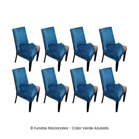 8 Fundas Nacionales de Terciopelo para Silla Butaca Curva - Verde Azulado Verde Jade