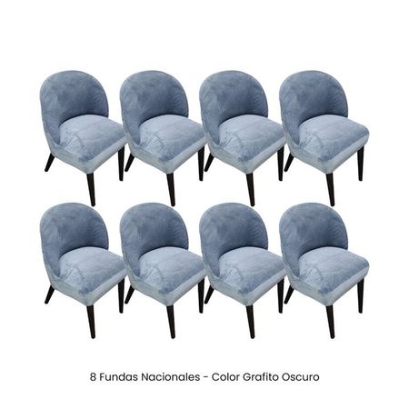8 Fundas Nacionales de Terciopelo para Silla Vintage Curva - Grafito Oscuro Gris