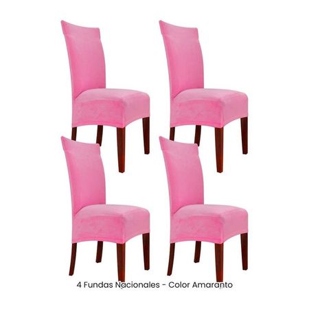 4 Fundas Nacionales de Terciopelo para Silla Recta - Amaranto Rosado