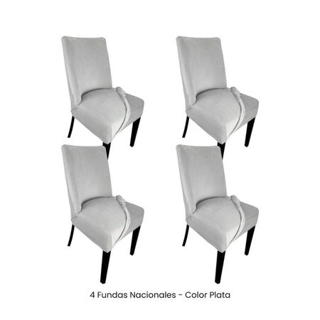 4 Fundas Nacionales de Terciopelo para Silla Butaca Curva - Plata Plata
