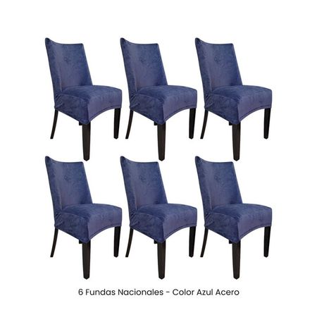 6 Fundas Nacionales de Terciopelo para Silla Butaca Curva - Azul Acero Azul Grafito