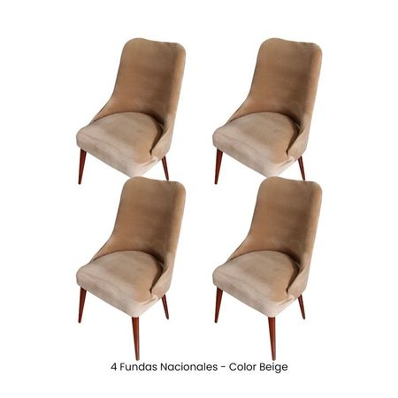 4 Fundas Nacionales de Terciopelo para Silla Brazo - Beige Beige