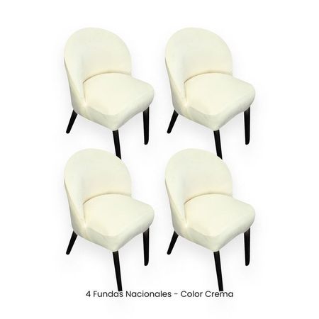 4 Fundas Nacionales de Terciopelo para Silla Vintage Curva - Crema Crema