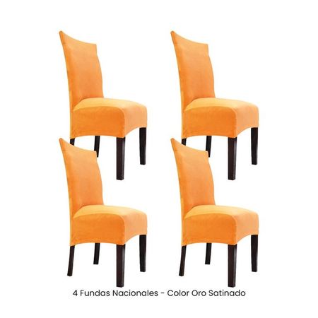 4 Fundas Nacionales de Terciopelo para Silla Recta - Oro Satinado Oro