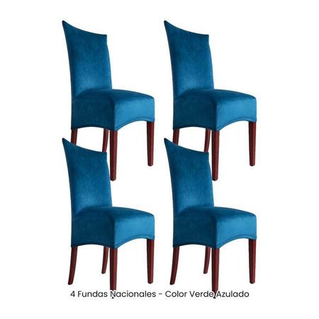 4 Fundas Nacionales de Terciopelo para Silla Recta - Verde Azulado Verde