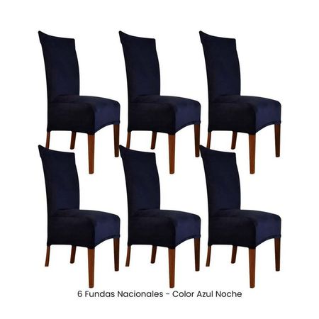 6 Fundas Nacionales de Terciopelo para Silla Recta - Azul Noche Azul Oscuro