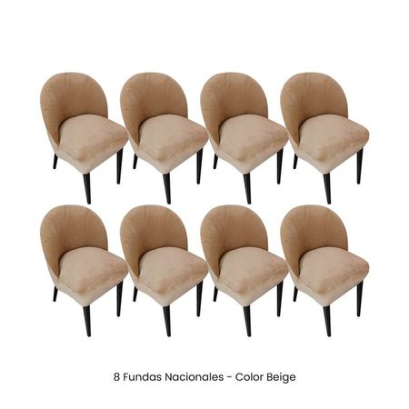 8 Fundas Nacionales de Terciopelo para Silla Vintage Curva - Beige Beige