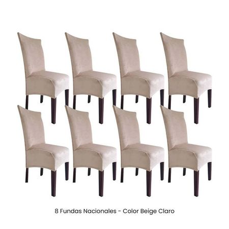 8 Fundas Nacionales de Terciopelo para Silla Recta - Beige Claro Beige
