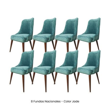 8 Fundas Nacionales de Terciopelo para Silla Brazo - Jade Verde Jade