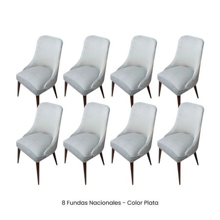 8 Fundas Nacionales de Terciopelo para Silla Brazo - Plata Plata