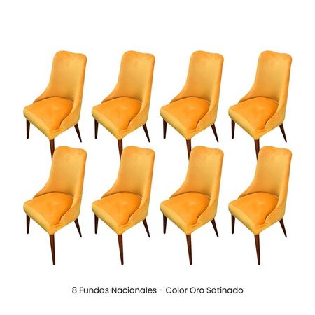 8 Fundas Nacionales de Terciopelo para Silla Brazo - Oro Satinado Oro