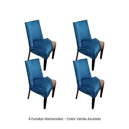 4 Fundas Nacionales de Terciopelo para Silla Butaca Curva - Verde Azulado Verde Jade