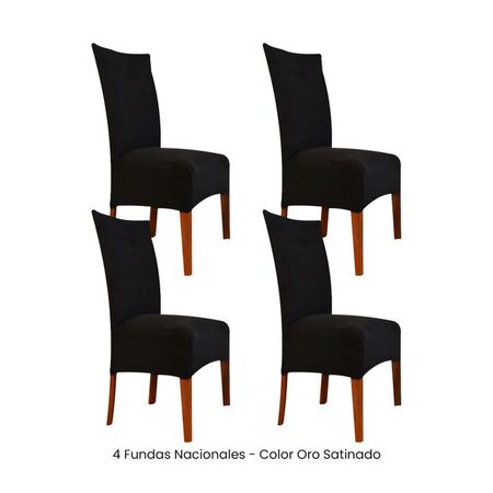 4 Fundas Nacionales de Terciopelo para Silla Recta - Negro Negro