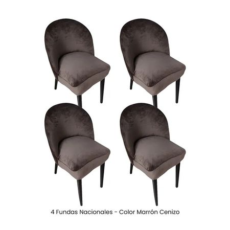 4 Fundas Nacionales de Terciopelo para Silla Vintage Curva - Marrón Cenizo Marrón