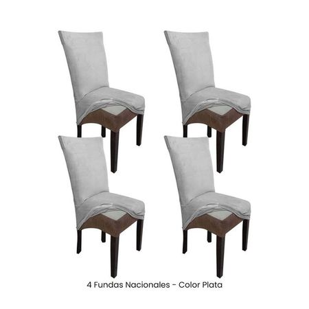 4 Fundas Nacionales de Terciopelo para Silla Recta - Plata Plata