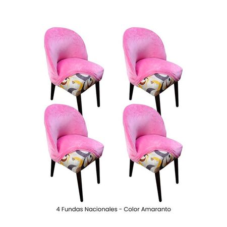 4 Fundas Nacionales de Terciopelo para Silla Vintage Curva - Amaranto Rosado