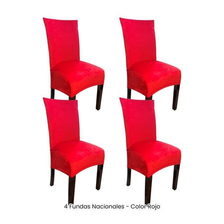 4 Fundas Nacionales de Terciopelo para Silla Recta - Rojo Rojo