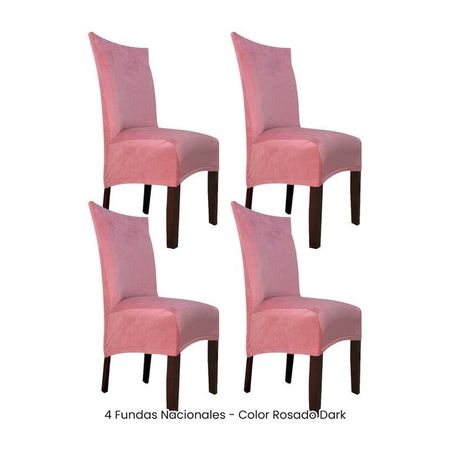 4 Fundas Nacionales de Terciopelo para Silla Recta - Rosado Dark Rosado