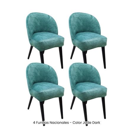 4 Fundas Nacionales de Terciopelo para Silla Vintage Curva - Jade Dark Verde Jade