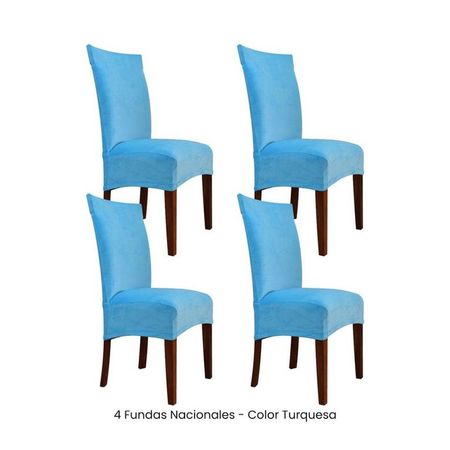 4 Fundas Nacionales de Terciopelo para Silla Recta - Turquesa Turquesa