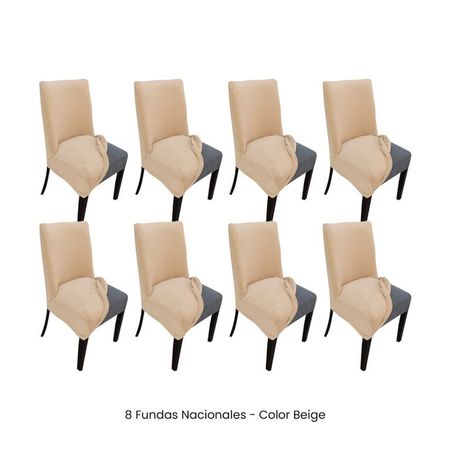 8 Fundas Nacionales de Terciopelo para Silla Butaca Curva - Beige Beige
