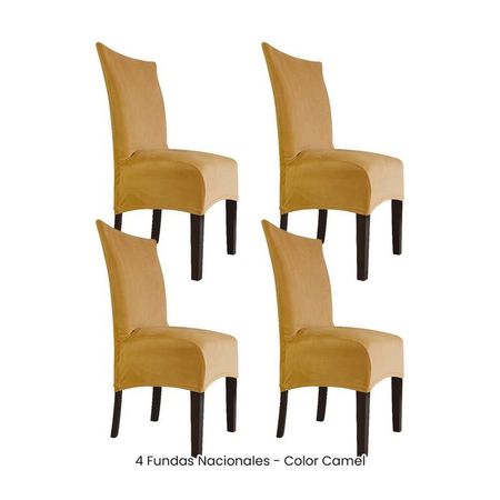 4 Fundas Nacionales de Terciopelo para Silla Recta - Camel Camel