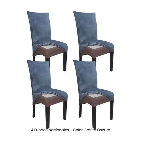4 Fundas Nacionales de Terciopelo para Silla Recta - Grafito Oscuro Gris