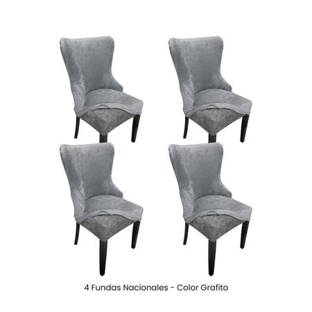 4 Fundas Nacionales de Terciopelo para Silla Princesa - Grafito Gris