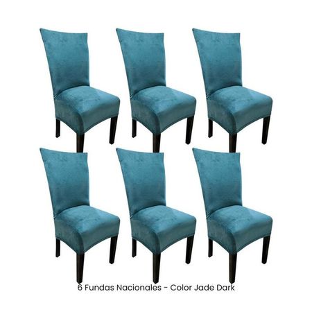 6 Fundas Nacionales de Terciopelo para Silla Recta - Jade Dark Verde Jade