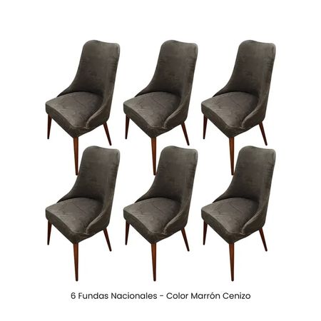 6 Fundas Nacionales de Terciopelo para Silla Brazo - Marrón Cenizo Marrón