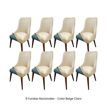 8 Fundas Nacionales de Terciopelo para Silla Brazo - Beige Claro Beige