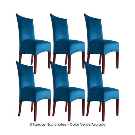 6 Fundas Nacionales de Terciopelo para Silla Recta - Verde Azulado Verde