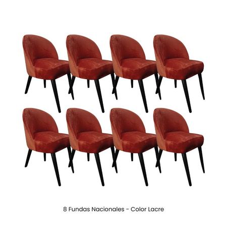 8 Fundas Nacionales de Terciopelo para Silla Vintage Curva - Lacre Naranja