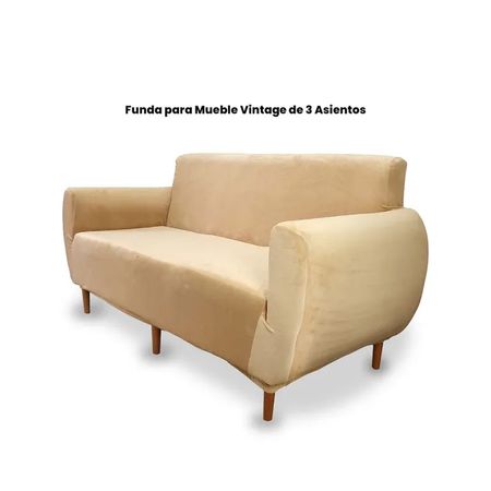 Funda de Terciopelo Nacional para Mueble de 3 - Beige Beige