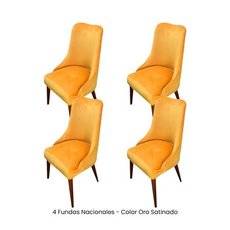 4 Fundas Nacionales de Terciopelo para Silla Brazo - Oro Satinado Oro