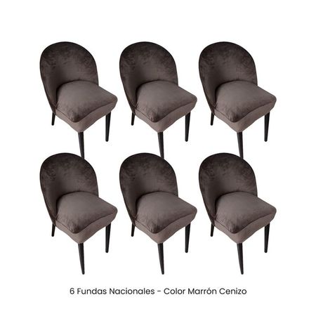 6 Fundas Nacionales de Terciopelo para Silla Vintage Curva - Marrón Cenizo Marrón