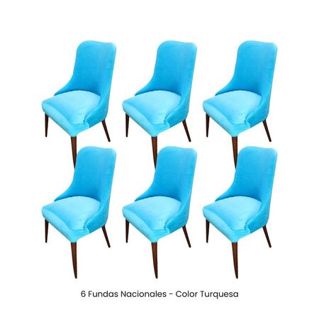 6 Fundas Nacionales de Terciopelo para Silla Brazo - Turquesa Turquesa