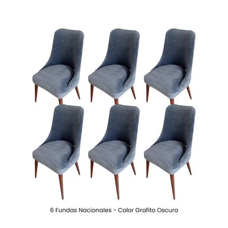 6 Fundas Nacionales de Terciopelo para Silla Brazo - Grafito Oscuro Gris