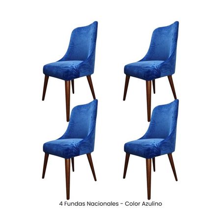 4 Fundas Nacionales de Terciopelo para Silla Brazo - Azulino Azul Zafiro